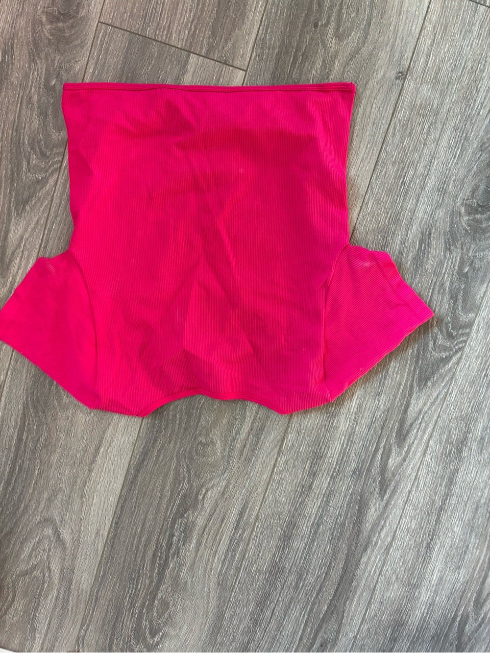 Hot Pink Ribbed Scoop Neck Crop Top - Picture 4 of 7